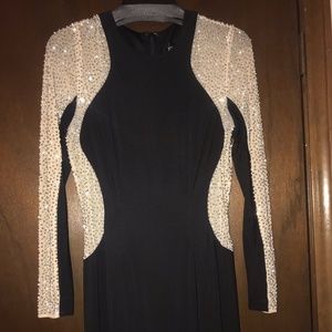 Xscape Black Long Sleeve Formal Dress